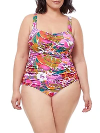 Floral Ruched Tankini Top