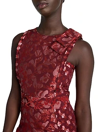 Evening Floral Jacquard Midi-Dress