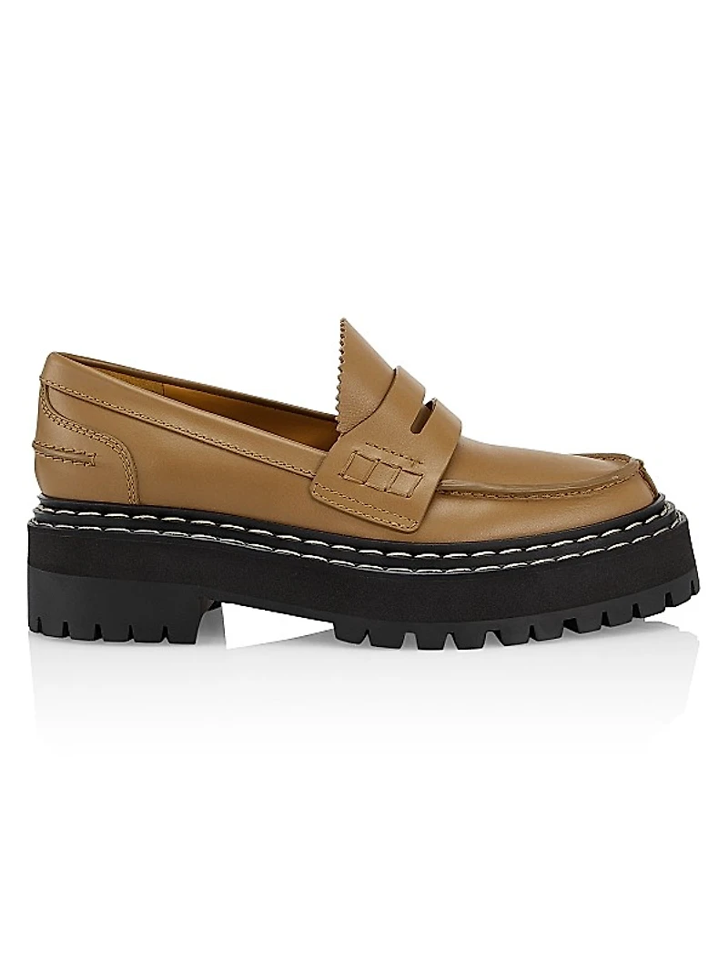 Leather Lug-Sole Loafers