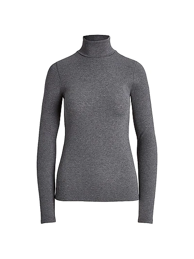 Stretch Rib-Knit Turtleneck Sweater
