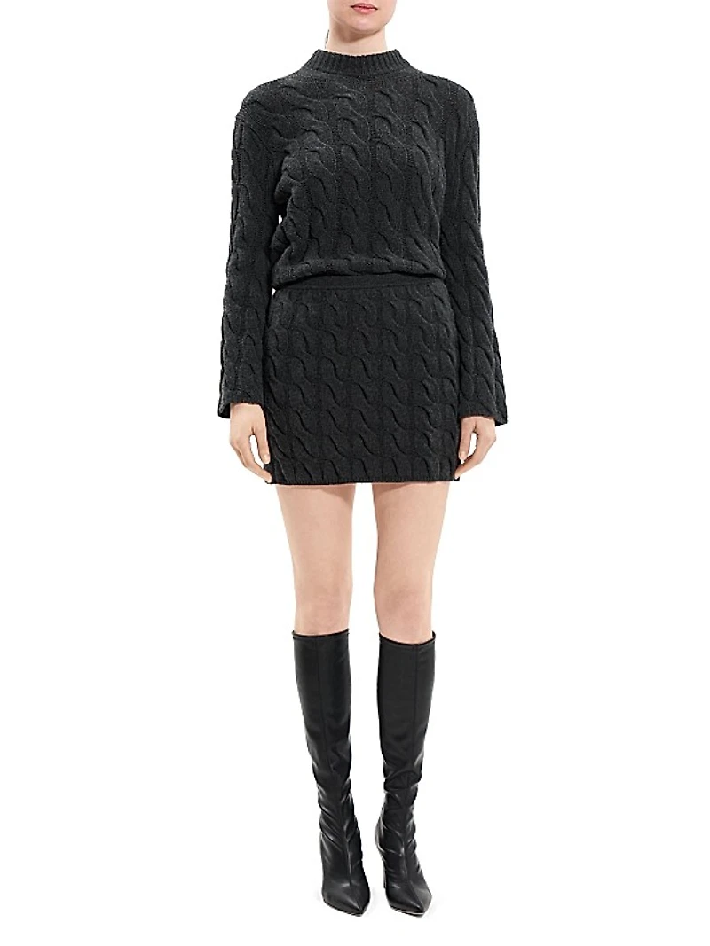 Wool-Blend Cable-Knit Miniskirt