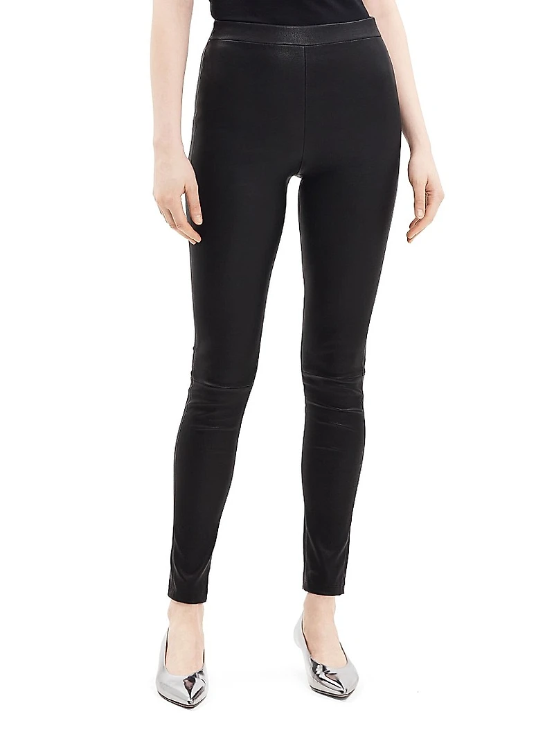 Pull-On Leather Leggings