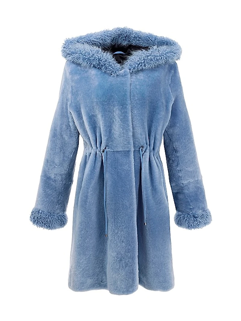Shearling Lamb Parka With Cashmere Goat Hood Trim & Cuffs