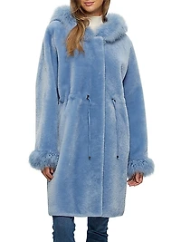 Shearling Lamb Parka With Cashmere Goat Hood Trim & Cuffs