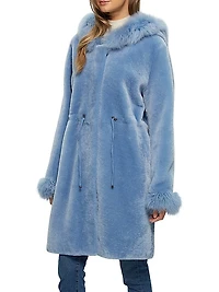 Shearling Lamb Parka With Cashmere Goat Hood Trim & Cuffs