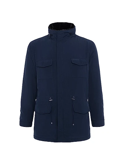 Fabric Jacket With Shearling Lamb Jacket