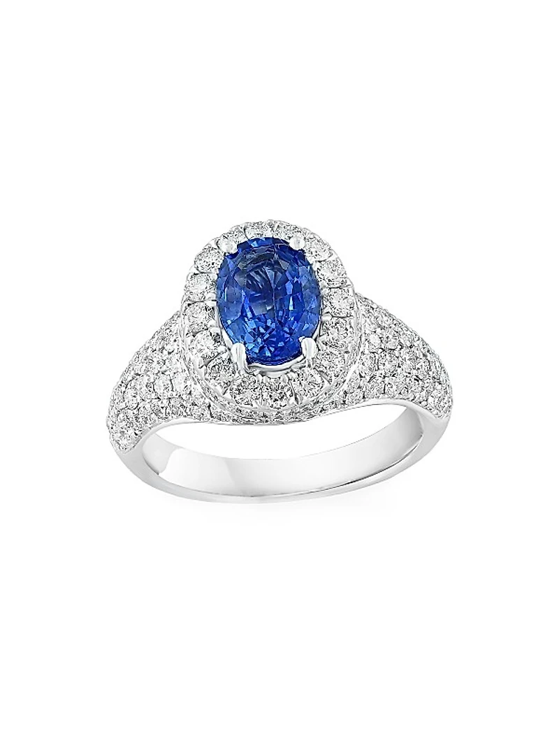 18K White Gold, Sapphire & 1.63 TCW Diamond Ring