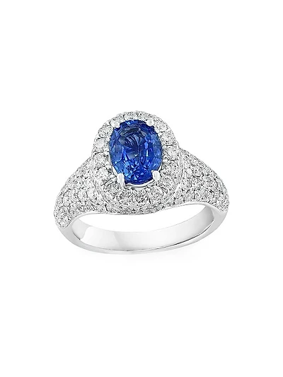 18K White Gold, Sapphire & 1.63 TCW Diamond Ring