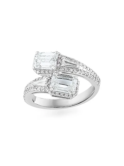 14K White Gold & 2.27 TCW Diamond Wraparound Ring