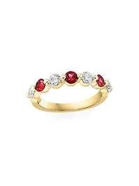 14K Yellow Gold, Ruby & 0.48 TCW Diamond Band Ring