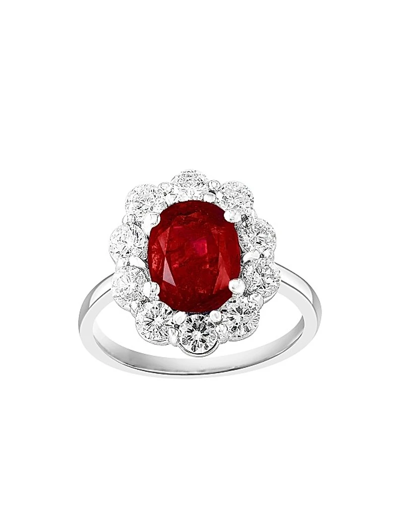 18K White Gold, Ruby & 1.18 TCW Diamond Ring