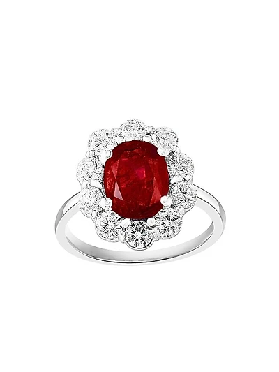 18K White Gold, Ruby & 1.18 TCW Diamond Ring