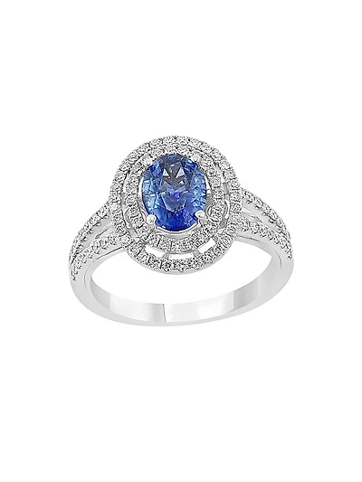 18K White Gold, Sapphire & 0.47 TCW Diamond Ring