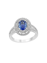 18K White Gold, Sapphire & 0.47 TCW Diamond Ring
