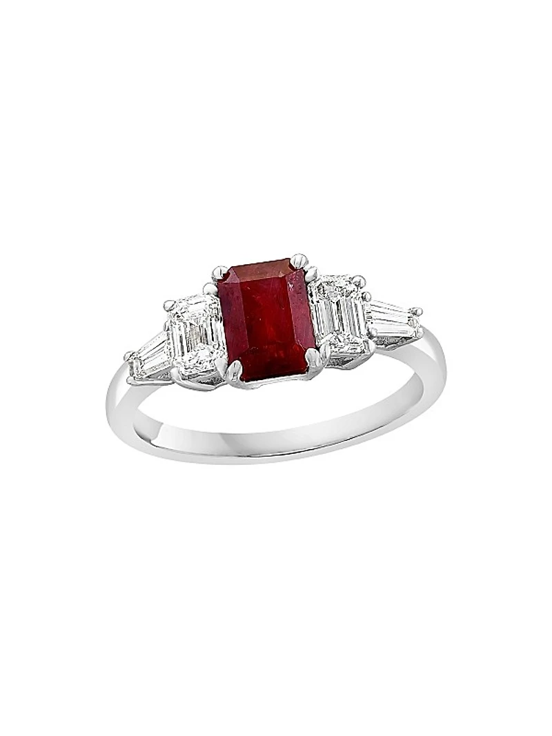 Platinum, Ruby & 0.80 TCW Diamond Ring