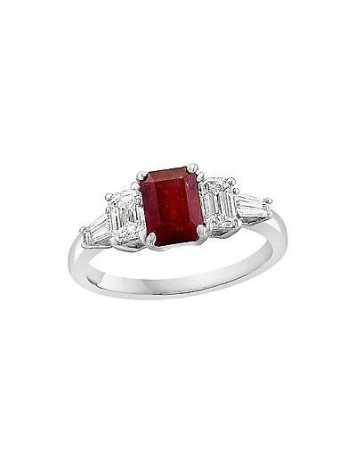Platinum, Ruby & 0.80 TCW Diamond Ring