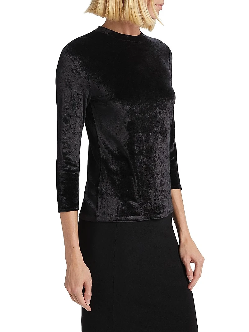 Velour Three-Quarter Sleeve Top