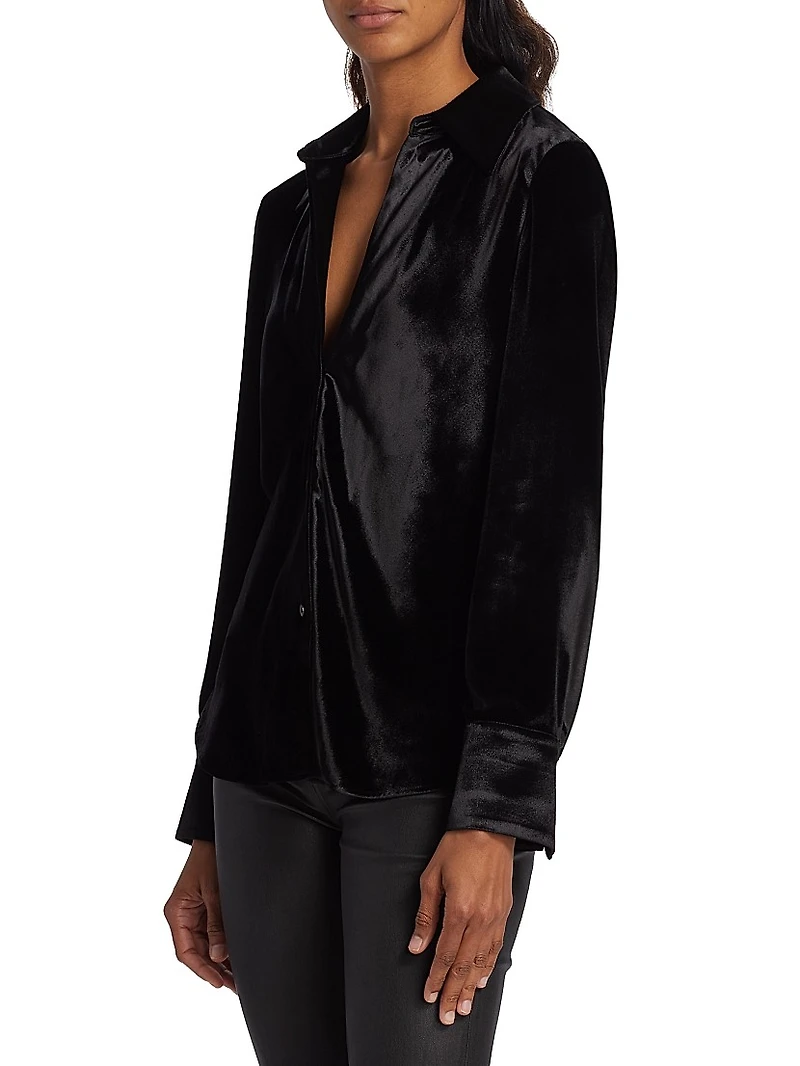Velvet Button-Up Shirt