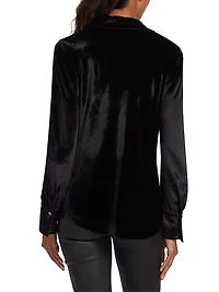 Velvet Button-Up Shirt