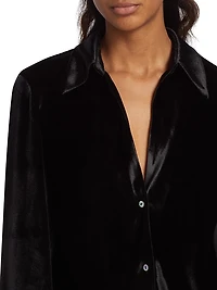 Velvet Button-Up Shirt