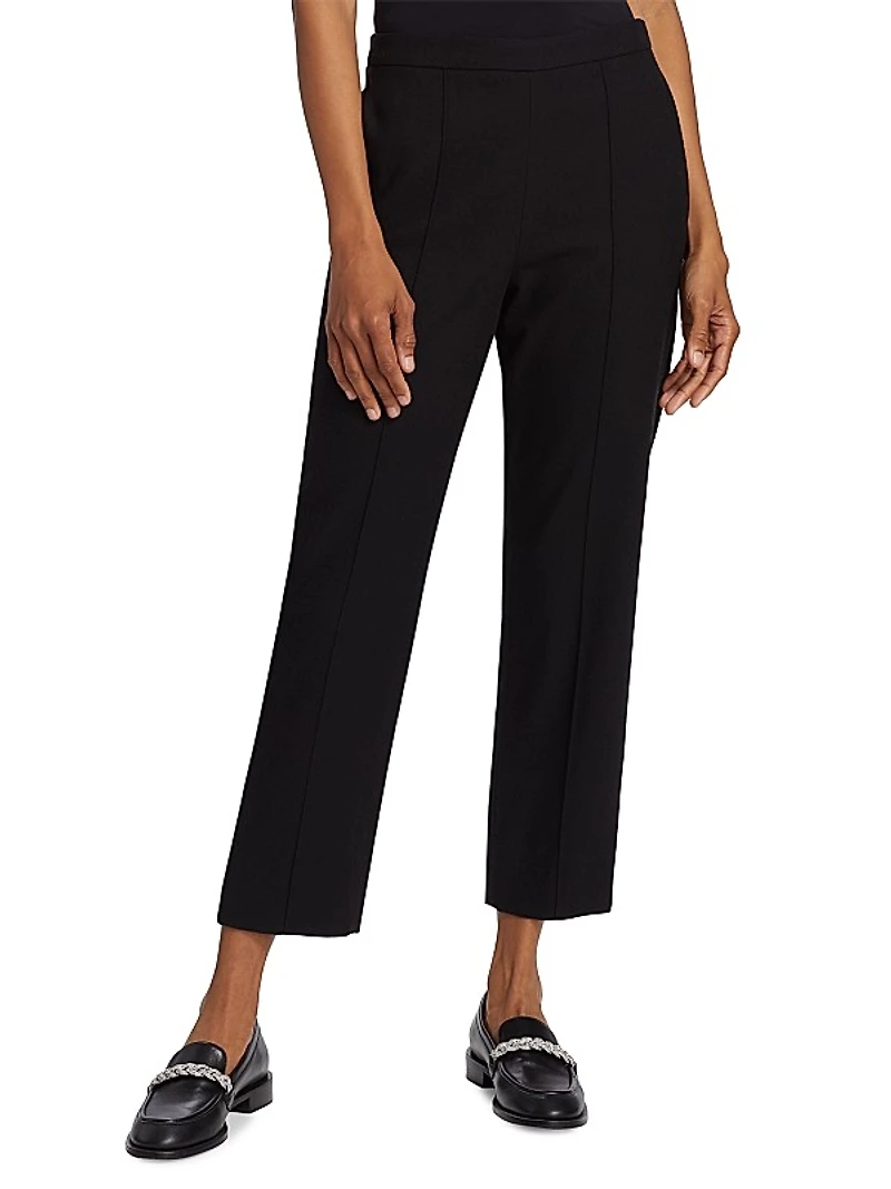 Mid-Rise Wool-Blend Cropped Pants