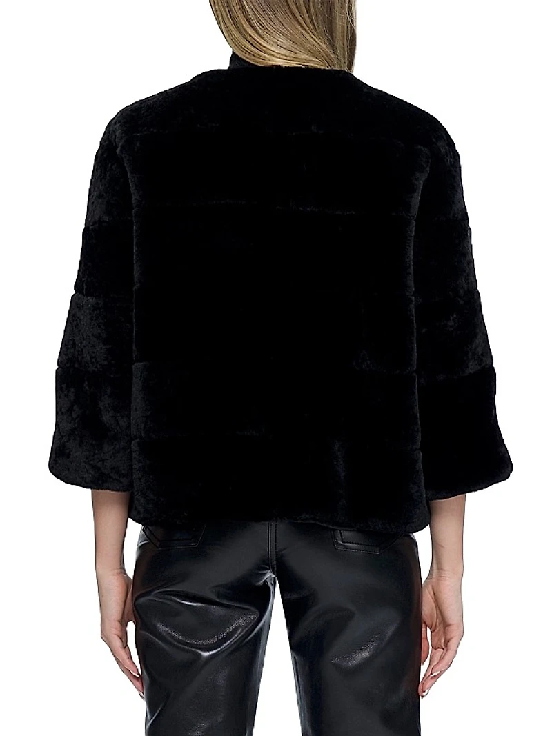 Collarless Shearling Lamb Jacket