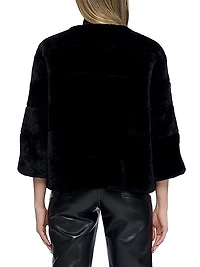 Collarless Shearling Lamb Jacket