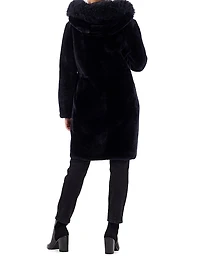 Shearling Lamb Parka with Cashmere Goat Hood Trim Coat