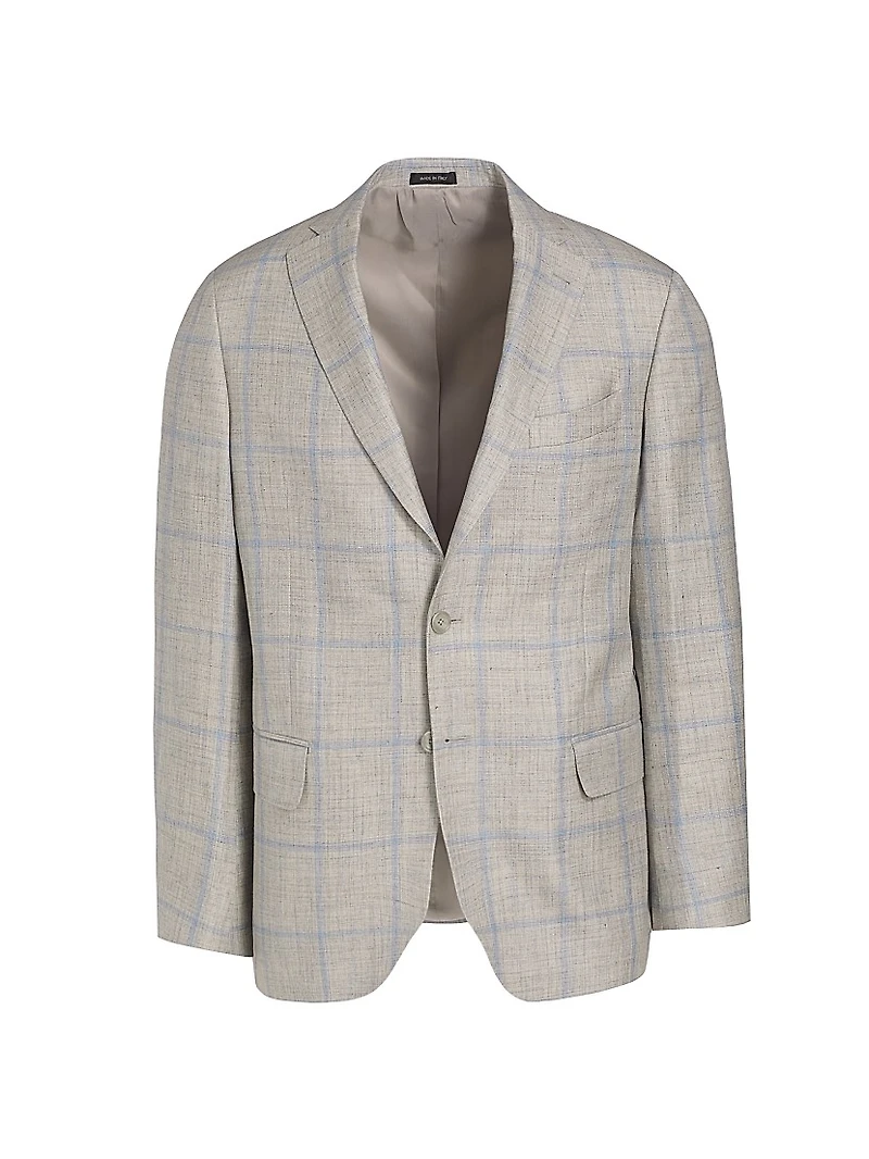 COLLECTION Windowpane Wool & Silk-Blend Two-Button Sport Coat