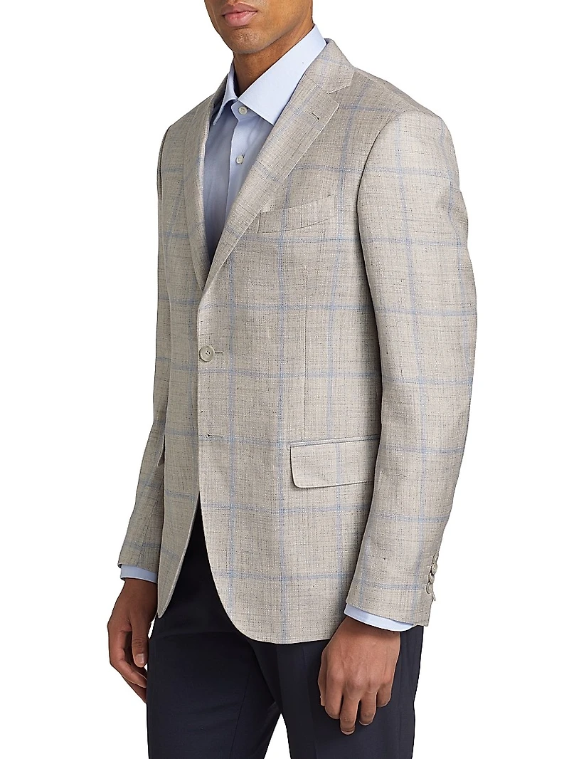 COLLECTION Windowpane Wool & Silk-Blend Two-Button Sport Coat