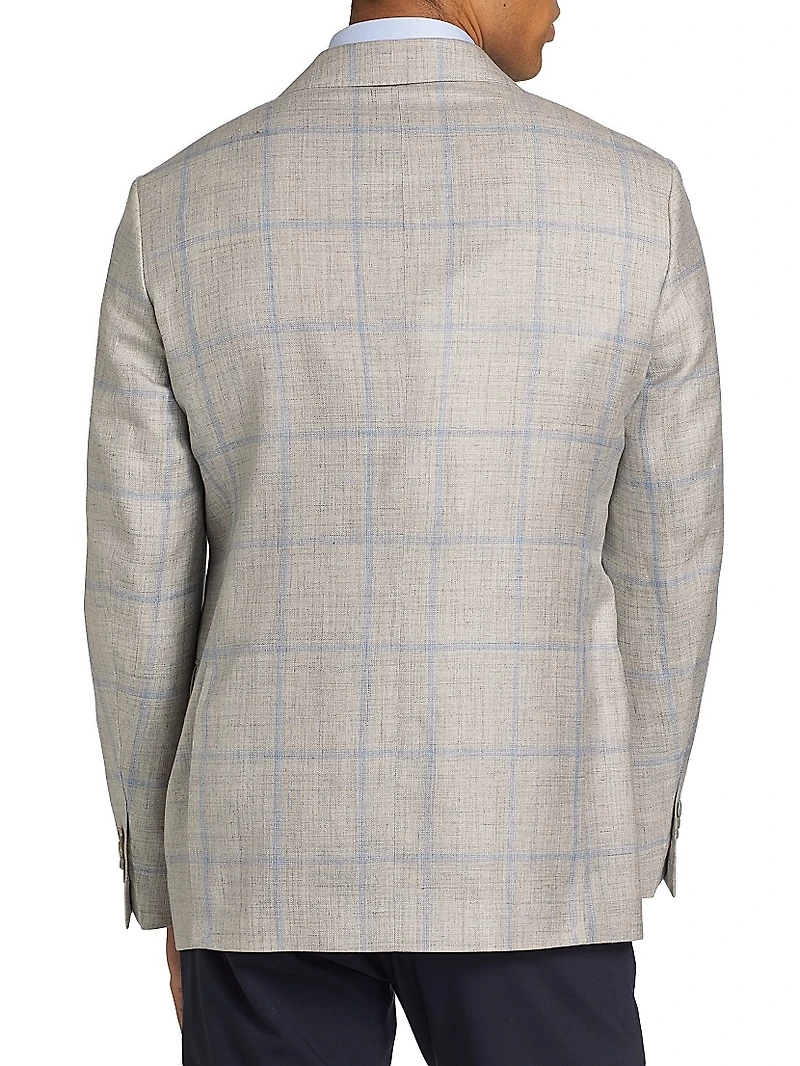 COLLECTION Windowpane Wool & Silk-Blend Two-Button Sport Coat