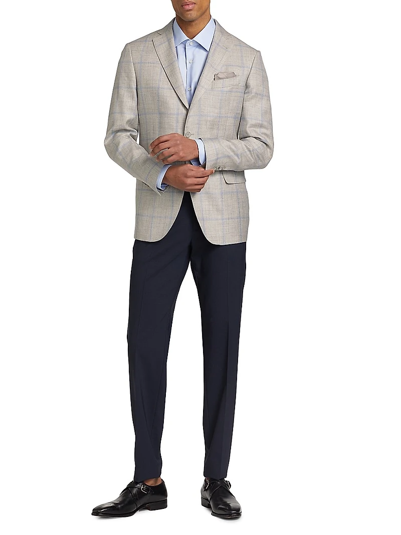 COLLECTION Windowpane Wool & Silk-Blend Two-Button Sport Coat