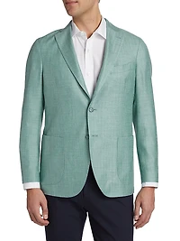 COLLECTION Striped Chevron Wool & Silk-Blend Two-Button Sport Coat