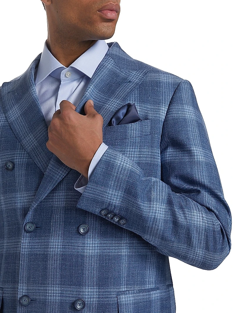 COLLECTION Plaid Wool-Blend Double-Breasted Sport Coat