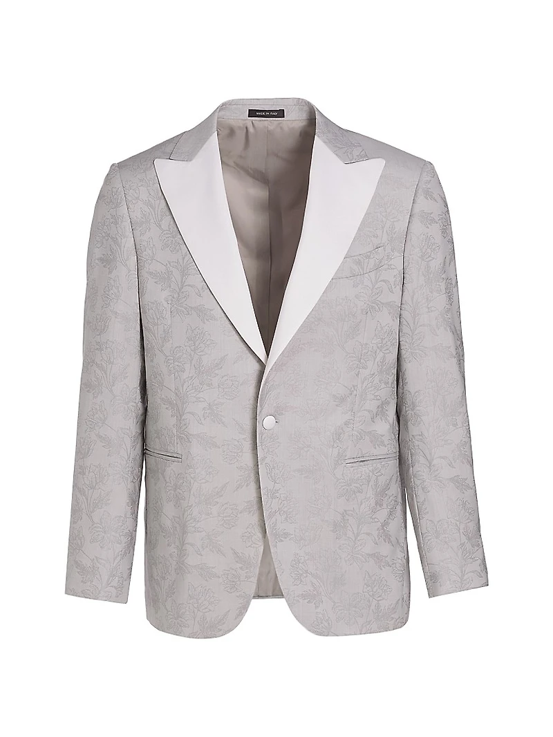 COLLECTION Floral Wool One-Button Dinner Jacket
