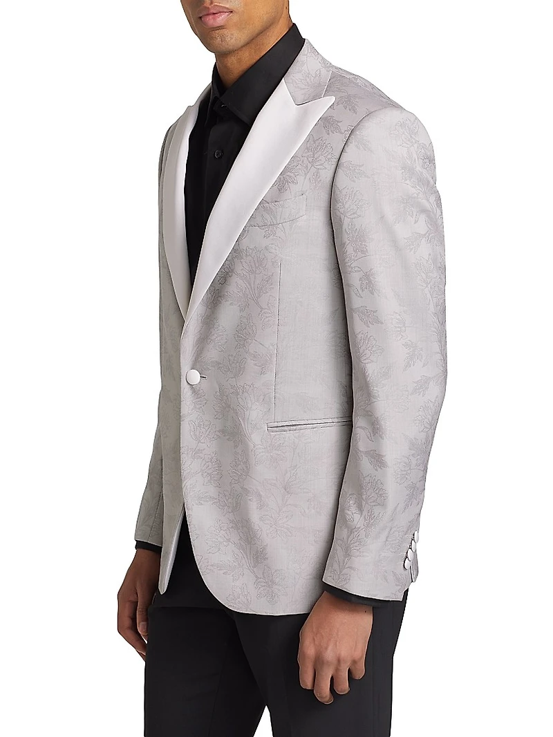 COLLECTION Floral Wool One-Button Dinner Jacket