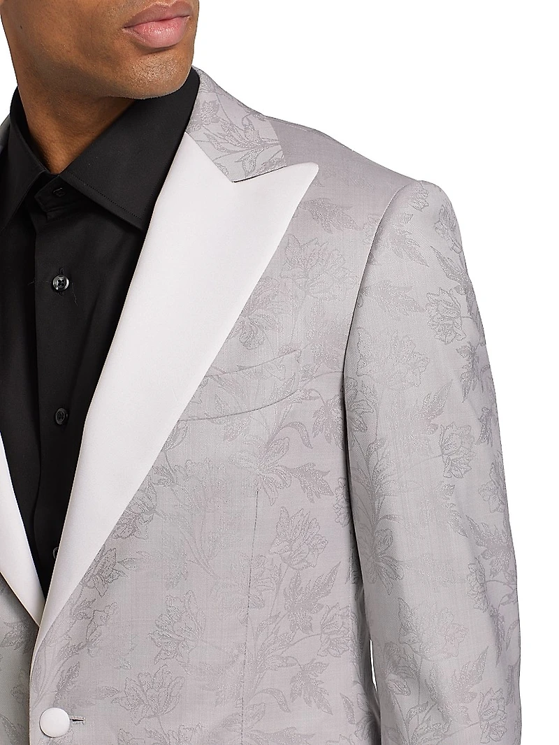 COLLECTION Floral Wool One-Button Dinner Jacket