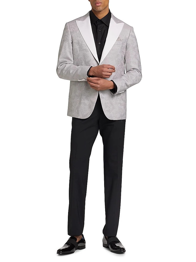 COLLECTION Floral Wool One-Button Dinner Jacket