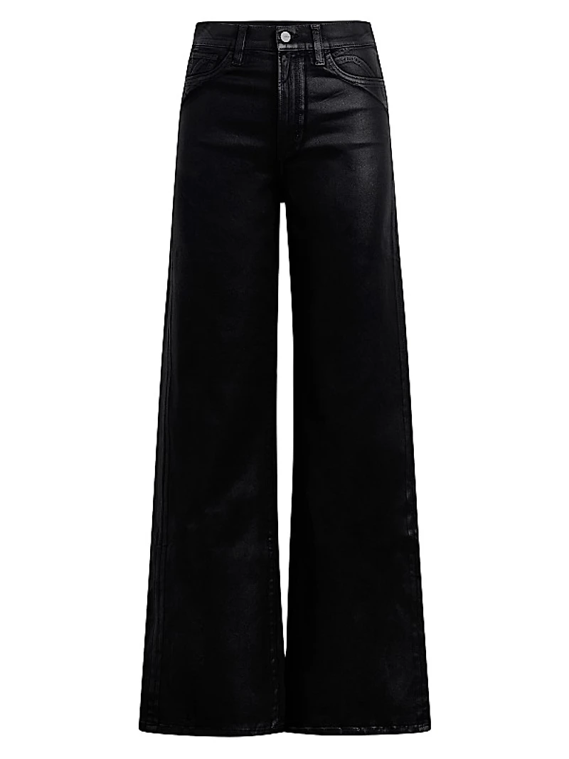 Petite Mia High-Rise Stretch Coated Wide-Leg Jeans