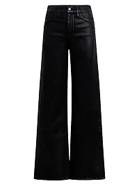 Petite Mia High-Rise Stretch Coated Wide-Leg Jeans
