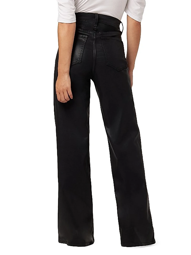 Petite Mia High-Rise Stretch Coated Wide-Leg Jeans