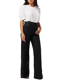 Petite Mia High-Rise Stretch Coated Wide-Leg Jeans
