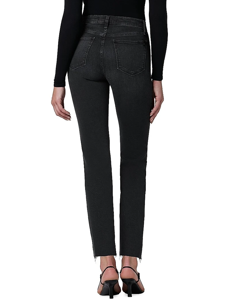 The Callie Mid-Rise Stretch Slim Raw-Hem Jeans