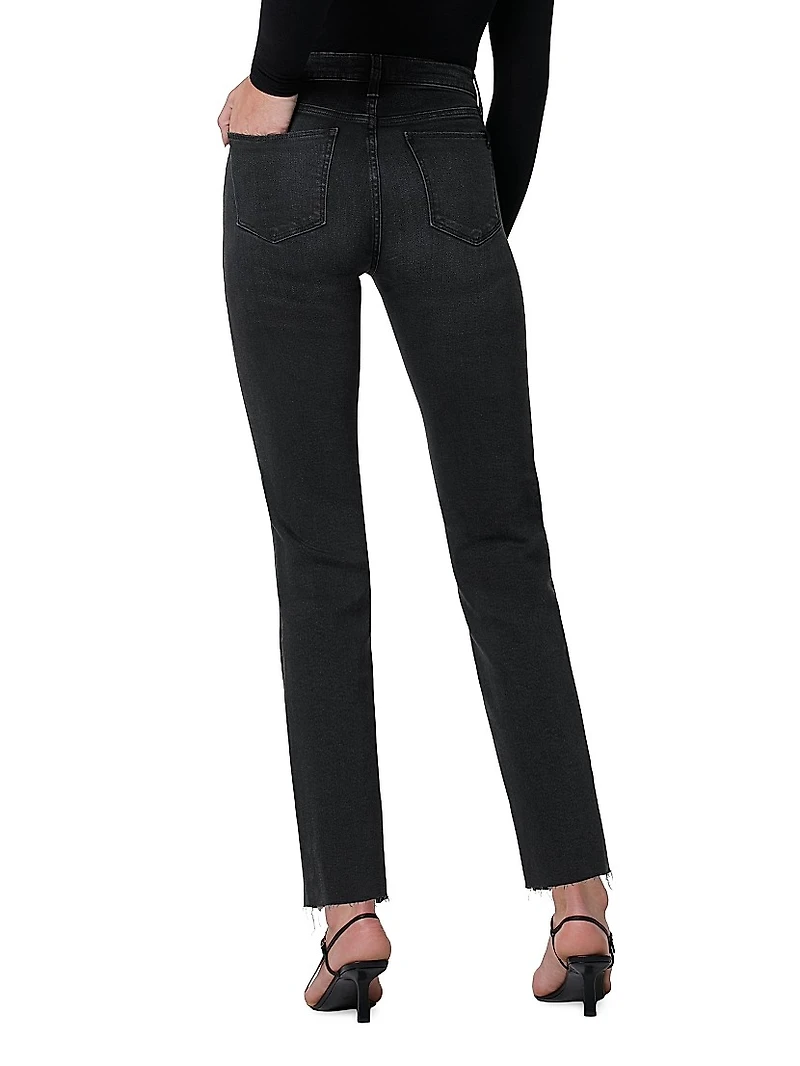 The Callie Mid-Rise Stretch Slim Raw-Hem Jeans
