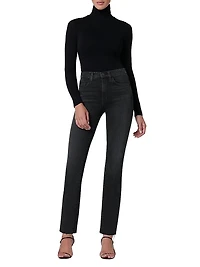 The Callie Mid-Rise Stretch Slim Raw-Hem Jeans