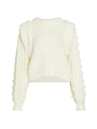 Shaker-Stitch Cropped Sweater