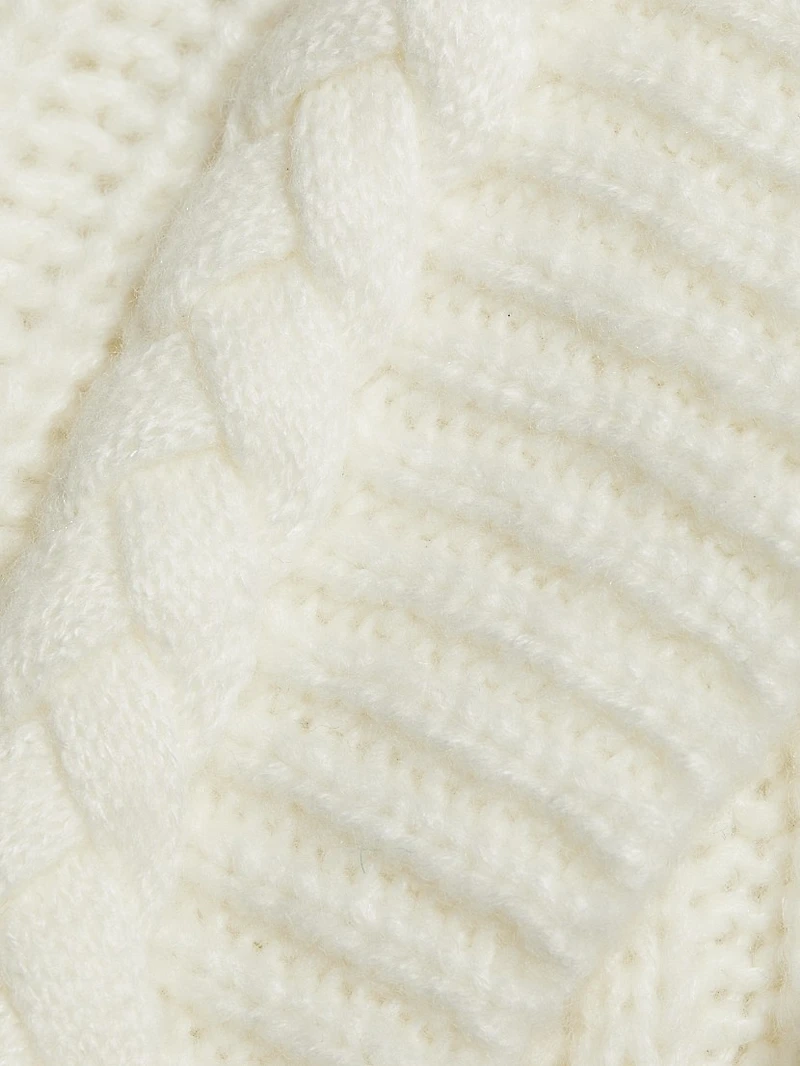 Shaker-Stitch Cropped Sweater