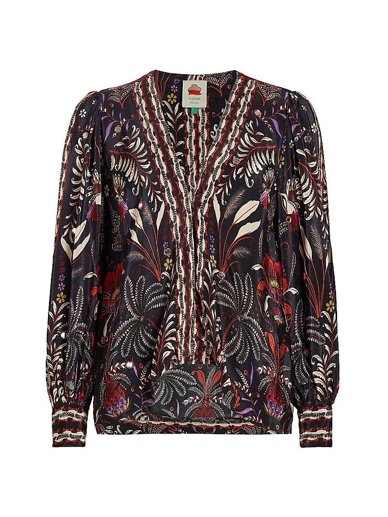 Classic Garden Mirror-Embellished Blouse