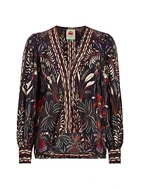 Classic Garden Mirror-Embellished Blouse