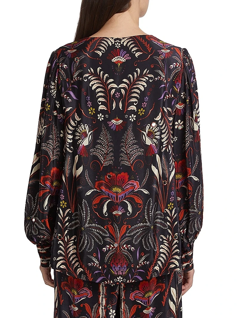 Classic Garden Mirror-Embellished Blouse
